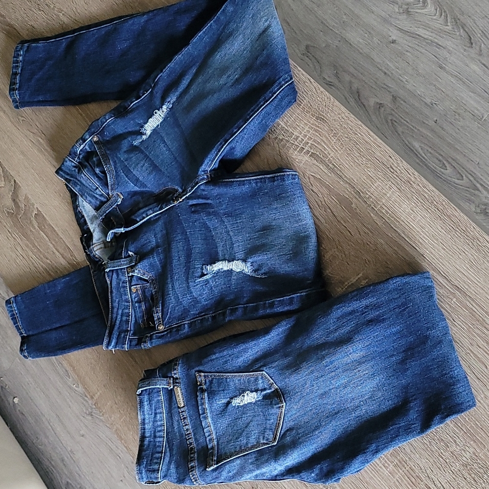 2 Pairs of Kancan Skinny Distressed Jeans; Size 3 (25)
